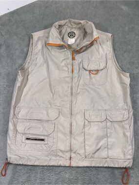 Vintage Double R Tan Utility Safari Vest Cargo Pockets Size M